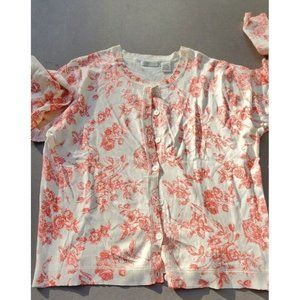 Womens Orvis Floral Cardigan Size Large Silk Blend Sweater